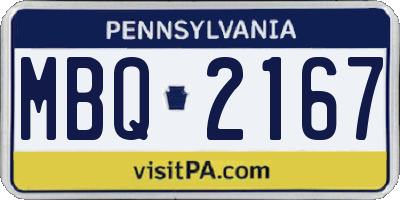 PA license plate MBQ2167