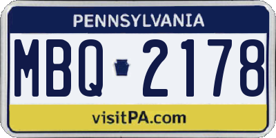 PA license plate MBQ2178