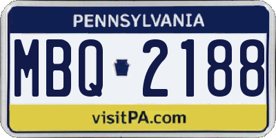 PA license plate MBQ2188