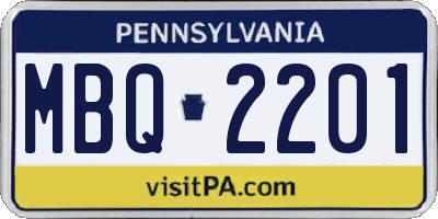 PA license plate MBQ2201