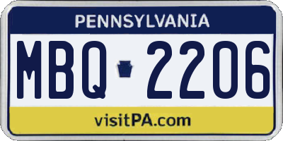 PA license plate MBQ2206