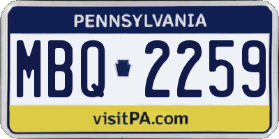 PA license plate MBQ2259