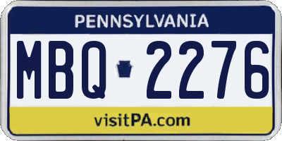 PA license plate MBQ2276