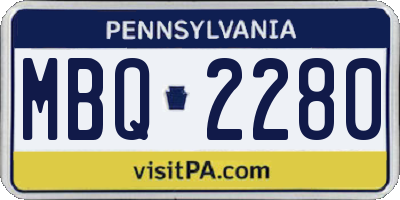 PA license plate MBQ2280