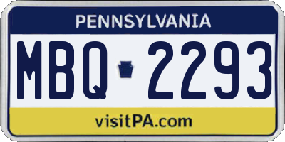 PA license plate MBQ2293