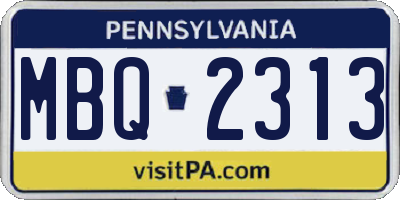 PA license plate MBQ2313