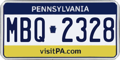 PA license plate MBQ2328