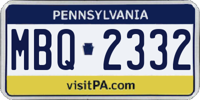 PA license plate MBQ2332