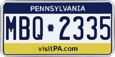 PA license plate MBQ2335