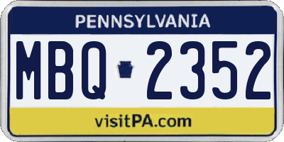 PA license plate MBQ2352
