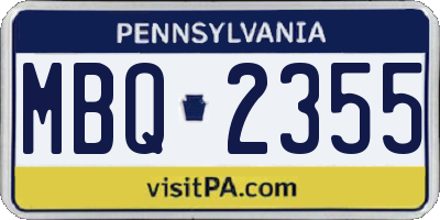 PA license plate MBQ2355