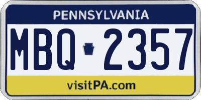 PA license plate MBQ2357
