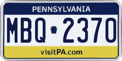 PA license plate MBQ2370