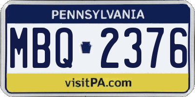PA license plate MBQ2376