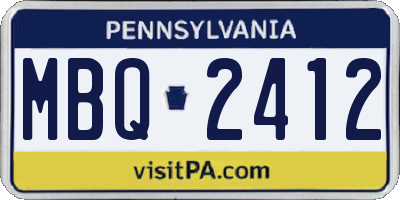 PA license plate MBQ2412