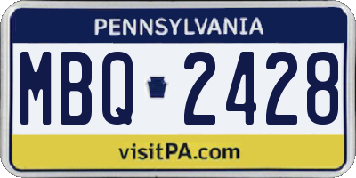 PA license plate MBQ2428