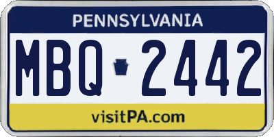 PA license plate MBQ2442