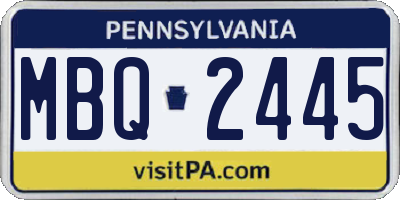 PA license plate MBQ2445