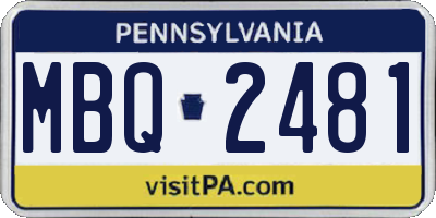 PA license plate MBQ2481