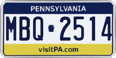 PA license plate MBQ2514