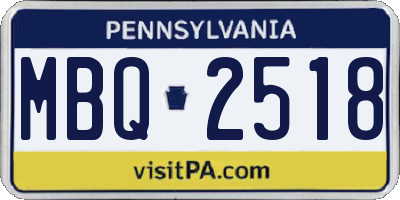 PA license plate MBQ2518