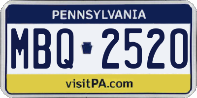 PA license plate MBQ2520