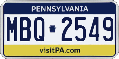 PA license plate MBQ2549