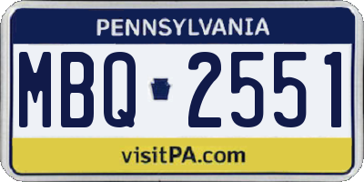 PA license plate MBQ2551