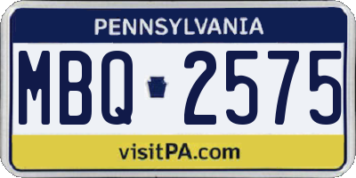 PA license plate MBQ2575