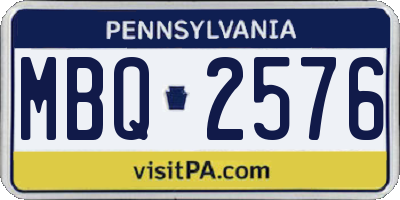 PA license plate MBQ2576