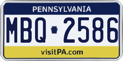 PA license plate MBQ2586
