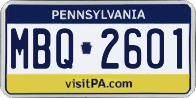 PA license plate MBQ2601