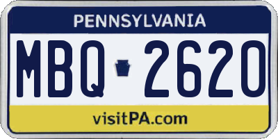 PA license plate MBQ2620