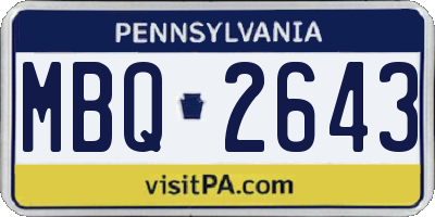 PA license plate MBQ2643