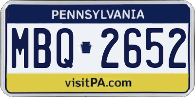 PA license plate MBQ2652