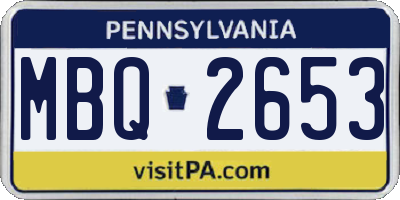 PA license plate MBQ2653