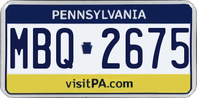 PA license plate MBQ2675