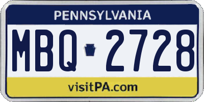 PA license plate MBQ2728