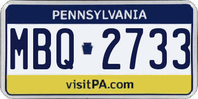 PA license plate MBQ2733