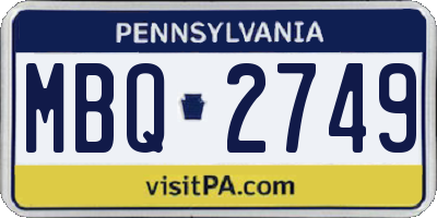 PA license plate MBQ2749