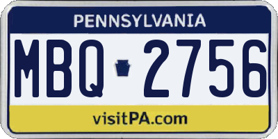 PA license plate MBQ2756