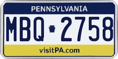 PA license plate MBQ2758