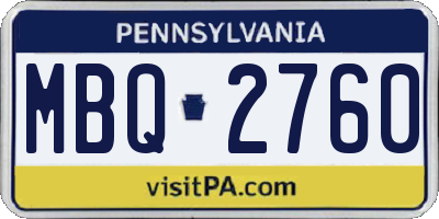 PA license plate MBQ2760