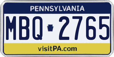 PA license plate MBQ2765