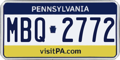 PA license plate MBQ2772