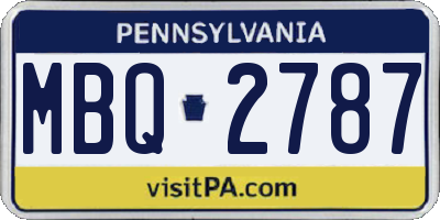 PA license plate MBQ2787