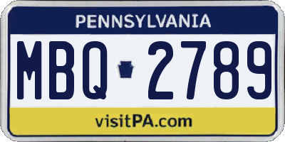 PA license plate MBQ2789