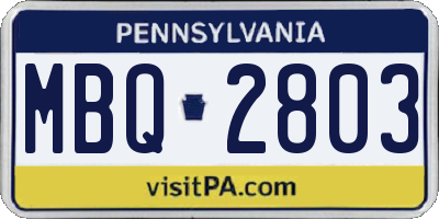 PA license plate MBQ2803