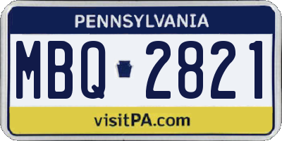 PA license plate MBQ2821