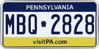PA license plate MBQ2828